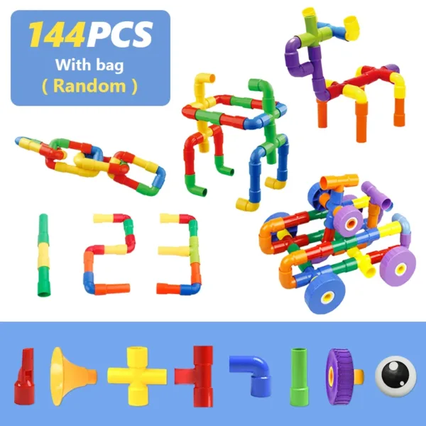 DIY Water Building Blocks Toys Montessori Water Pipe Blocks Marble Run ...